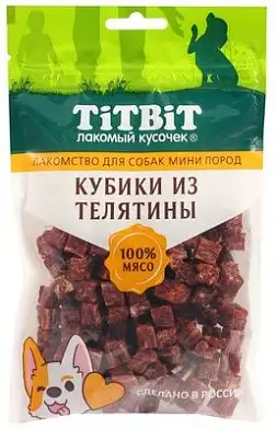 TiTBiT лакомство для собак мини пород Кубики из телятины 