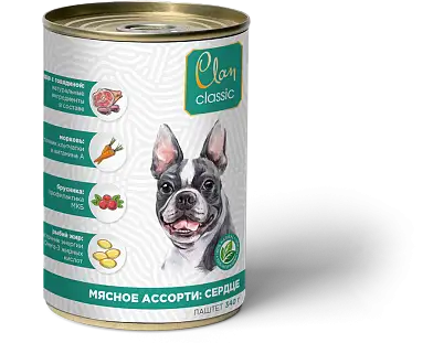 Clan classic консервы для собак «мясное ассорти с сердцем»