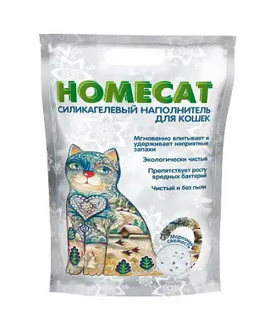 Купить homecat силикагелевый наполнитель для кошек с ароматом морозной свежести
